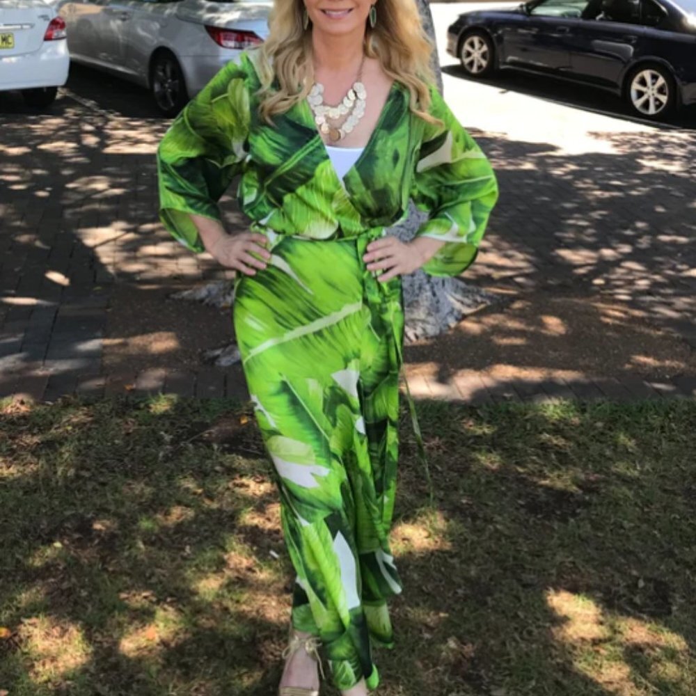 Katherine Kelly Lang Women's Tropical Print Kaftan Wrap Dress - S